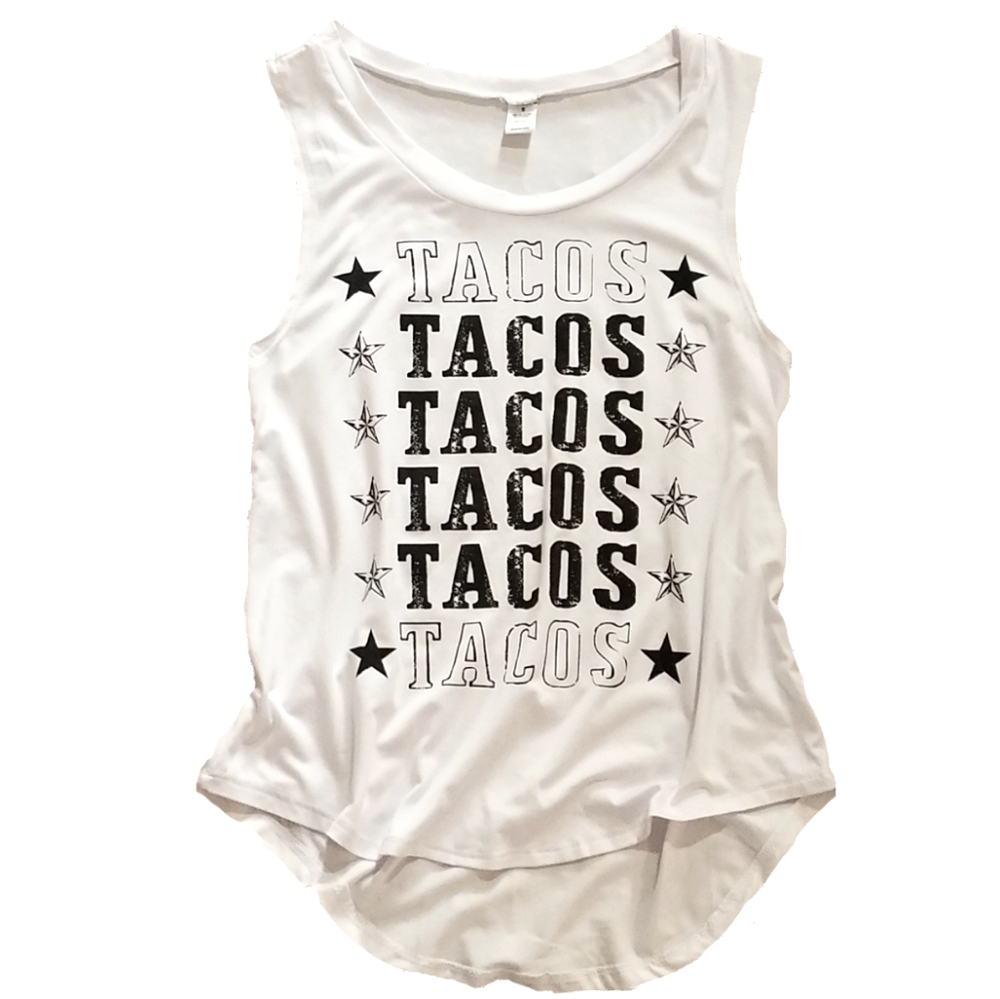 NWOT Tacos graphic shirt high / low tank top shirt